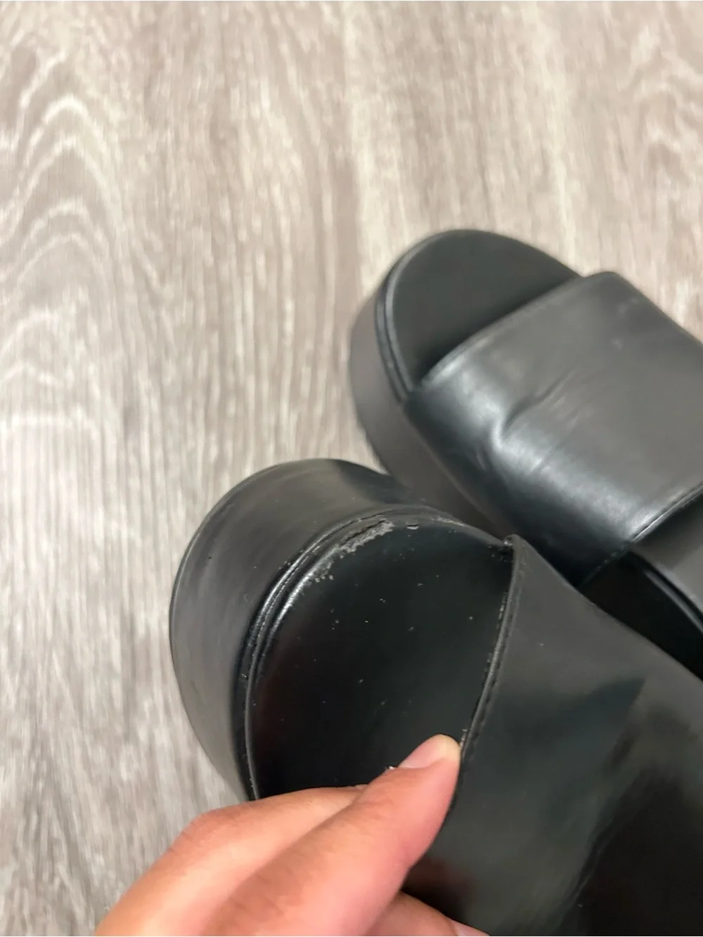 Black Leather Platform Sandals